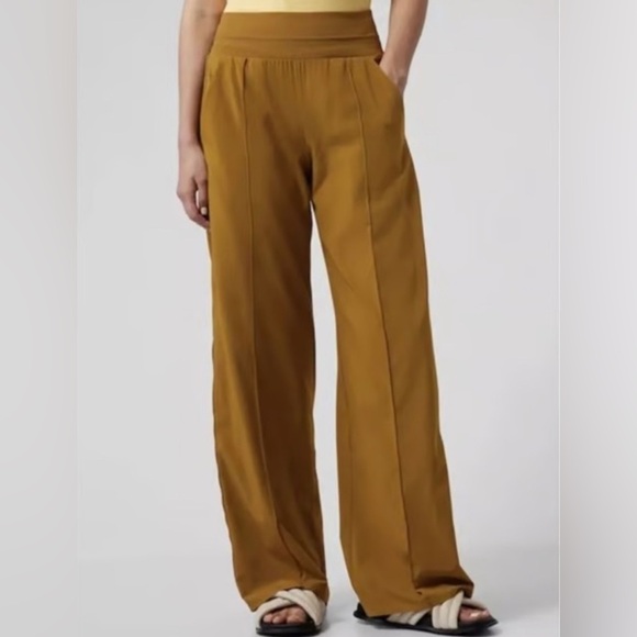 Athleta Pants - Athleta 22 Nolita Wide Leg Pant Mustard High Rise Relaxed Travel
